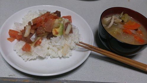 ブリと野菜の醤油あえ